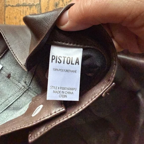 Pistola Vegan Leather Straight Leg Pants Dark Brown sz: 29 - Picture 5 of 7